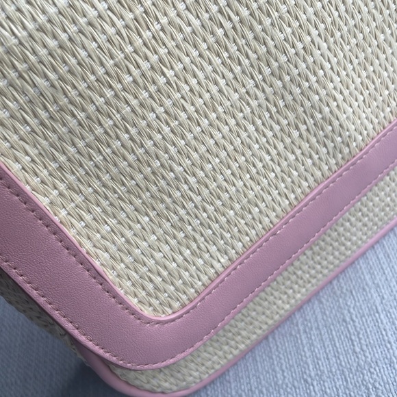 Lancome raffia straw Clutch cosmetics pouch cream/pink - Picture 14 of 15